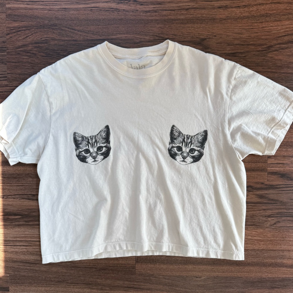 Dressed in LALA show me your kitties neutral tee